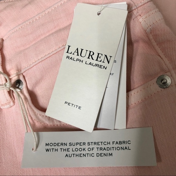 NWT - LAUREN RALPH LAUREN Light Pink Mid-Rise Slim Straight Leg Jeans - Size 2P - Picture 6 of 8